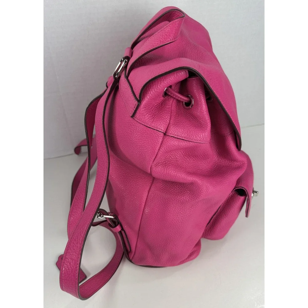 Coach Billie Pebbled Leather Backpack Purse Hot Pink Bag Turnlock Pockets - Picture 13 of 16